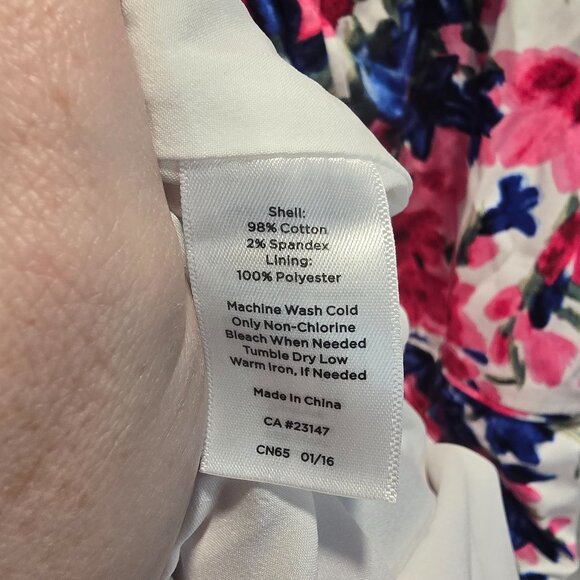 Talbots Floral Dress Size 14W Blue, Red, & White Lined Zip Sleeveless - Picture 3 of 9